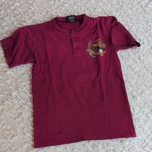 Harley Davidson Vintage Henley Single Stitch Medium Cotton Biloxi MS Tee